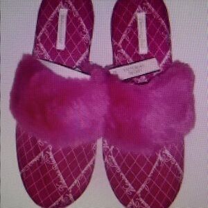 Pink Fuzzy Slide Sandals